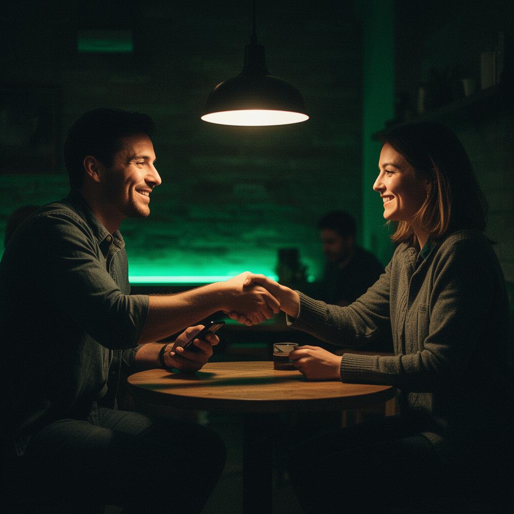 Friends sealing a friendly bet over coffee